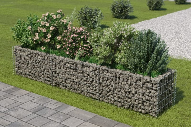 Planteringsgabion upphöjd galvaniserat stål 270x50x50 cm - Silver - Utemöbler - Övrigt utemöbler - Tillbehör - Staket & grindar