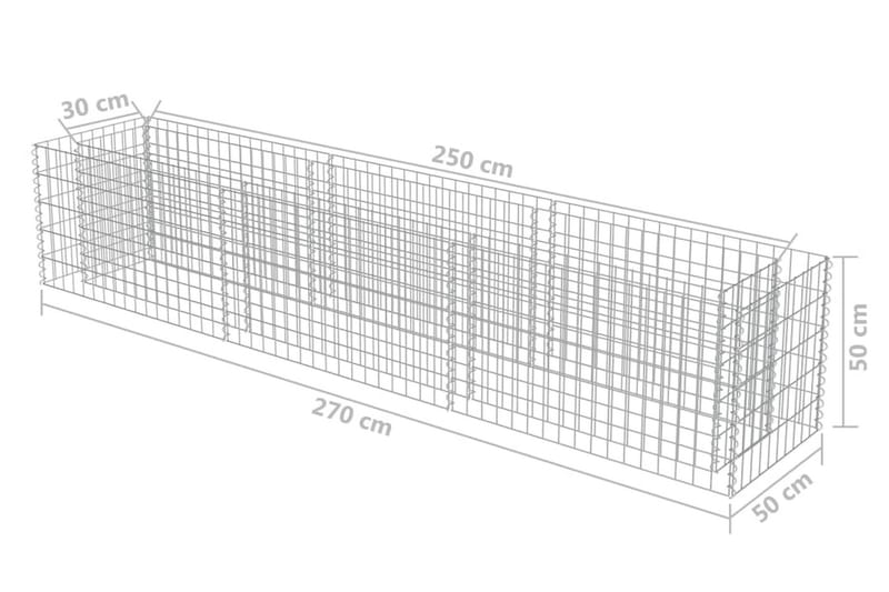 Planteringsgabion upphöjd galvaniserat stål 270x50x50 cm - Silver - Utemöbler - Övrigt utemöbler - Tillbehör - Staket & grindar