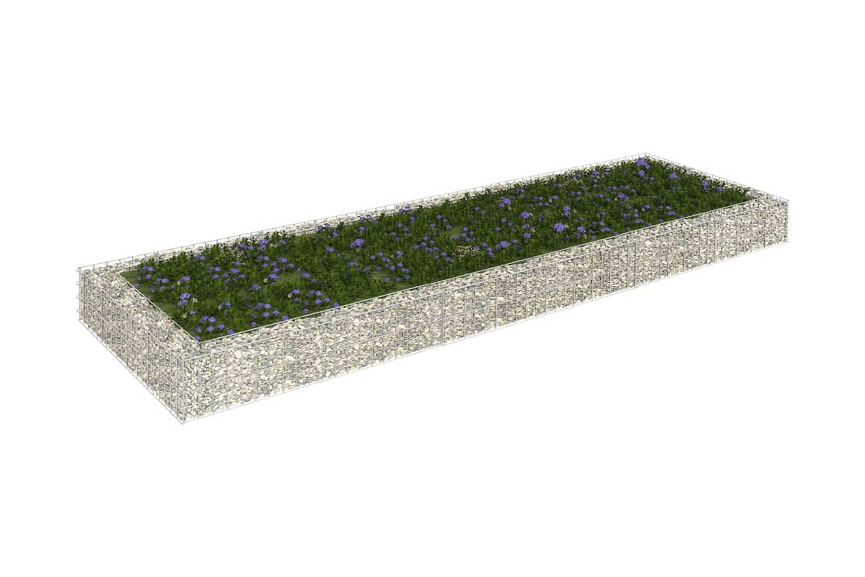 Planteringsgabion upphöjd galvaniserat stål 300x100x20 cm – Silver