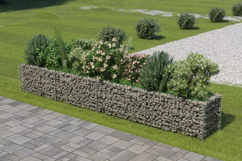 Planteringsgabion upphöjd galvaniserat stål 360x50x50 cm - Silver - Utemöbler - Övrigt utemöbler - Tillbehör - Staket & grindar