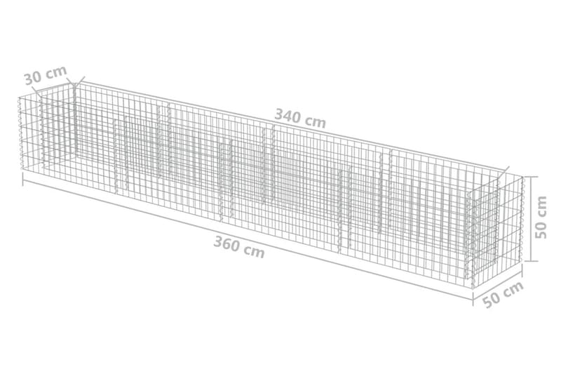 Planteringsgabion upphöjd galvaniserat stål 360x50x50 cm - Silver - Utemöbler - Övrigt utemöbler - Tillbehör - Staket & grindar