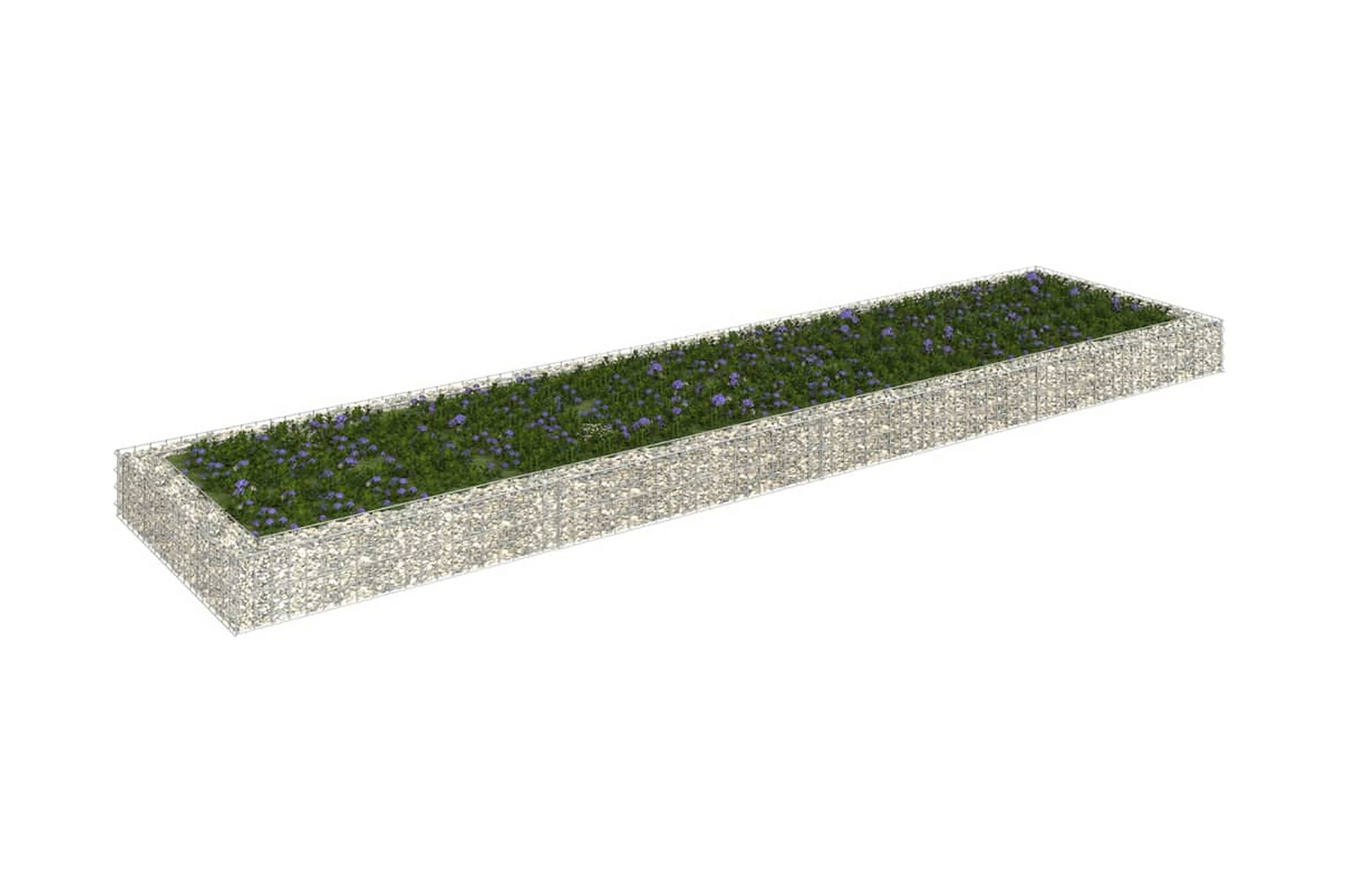 Planteringsgabion upphöjd galvaniserat stål 400x100x20 cm – Silver