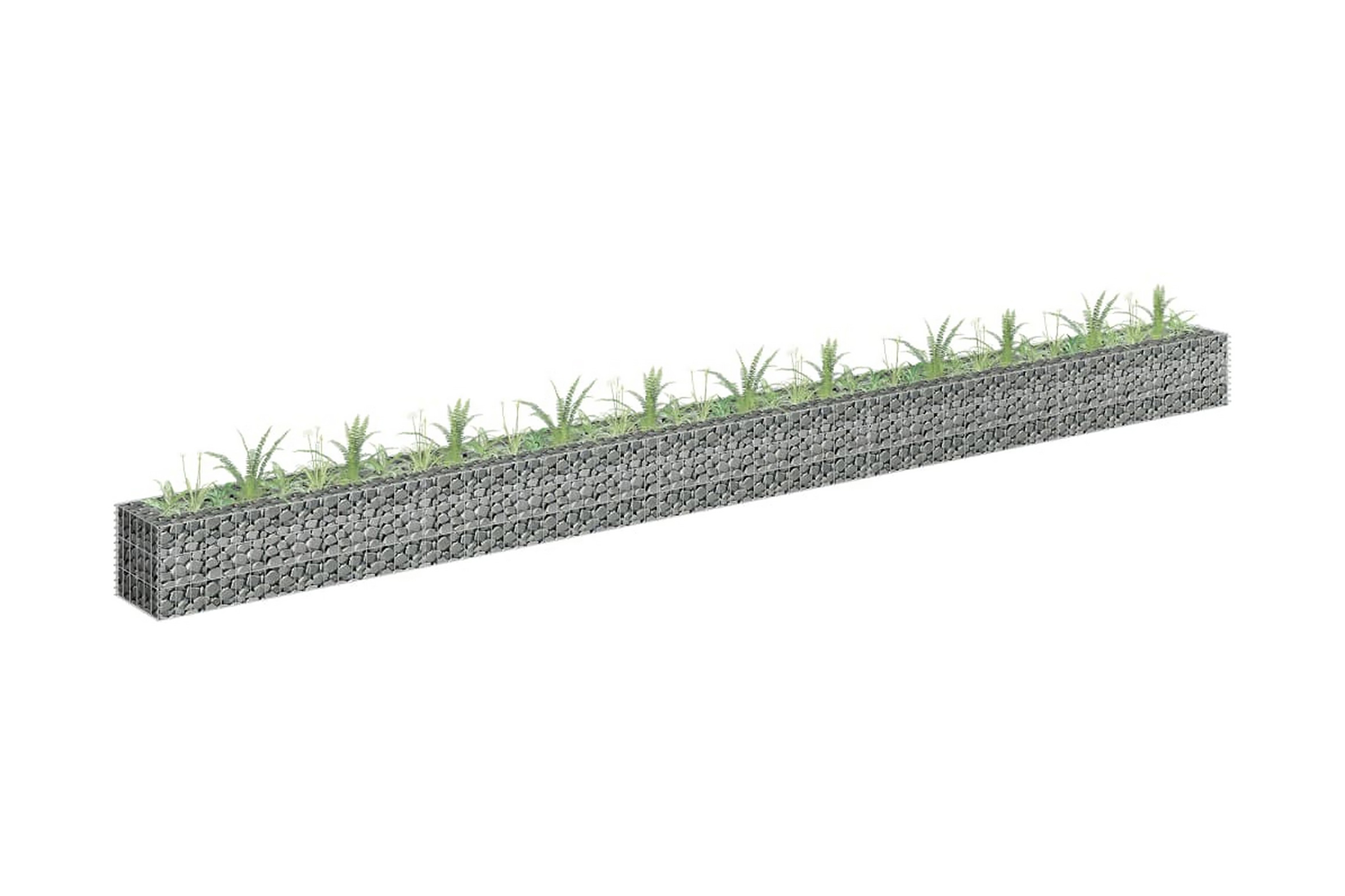 Planteringsgabion upphöjd galvaniserat stål 450x30x30 cm – Silver