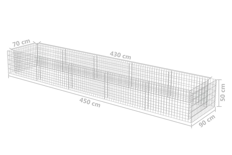 Planteringsgabion upphöjd galvaniserat stål 450x90x50 cm - Silver - Utemöbler - Övrigt utemöbler - Tillbehör - Staket & grindar