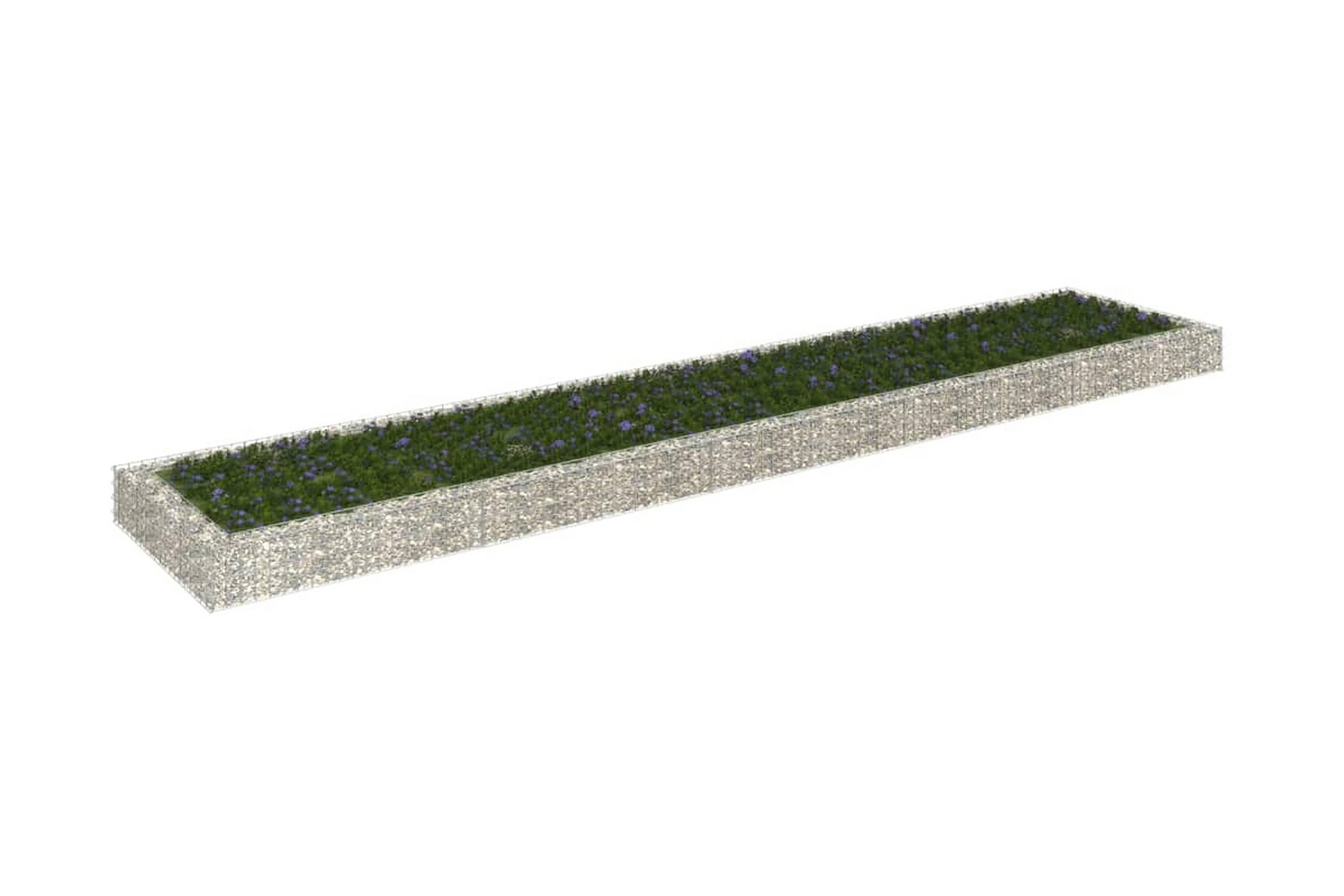 Planteringsgabion upphöjd galvaniserat stål 500x100x20 cm – Silver