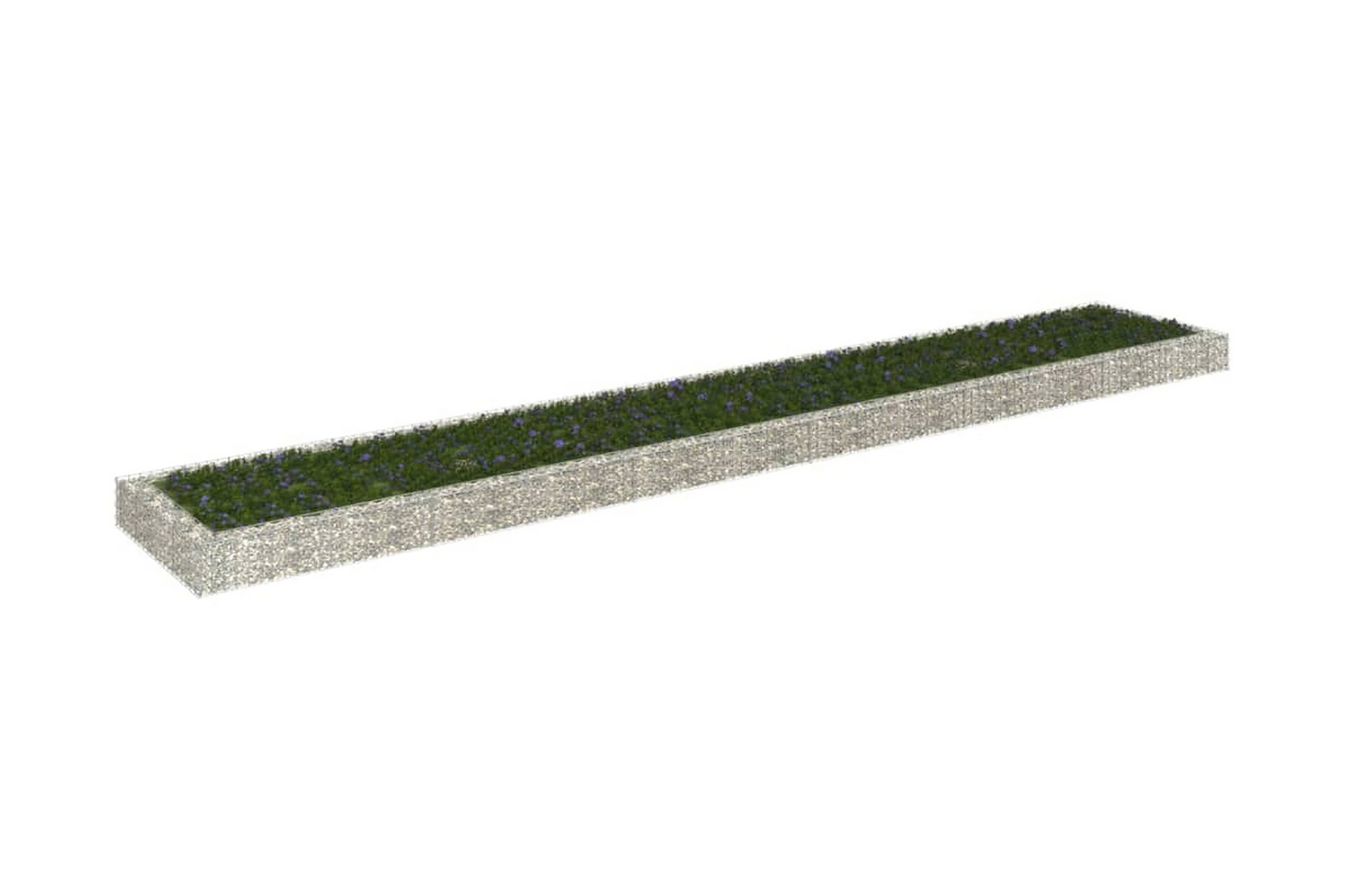 Planteringsgabion upphöjd galvaniserat stål 600x100x20 cm – Silver