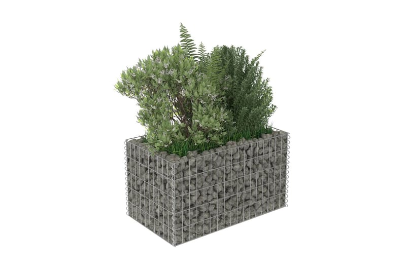 Planteringsgabion upphöjd galvaniserat stål 90x50x50 cm - Silver - Utemöbler - Övrigt utemöbler - Tillbehör - Staket & grindar