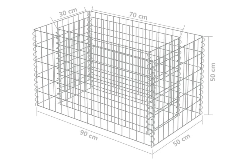 Planteringsgabion upphöjd galvaniserat stål 90x50x50 cm - Silver - Utemöbler - Övrigt utemöbler - Tillbehör - Staket & grindar