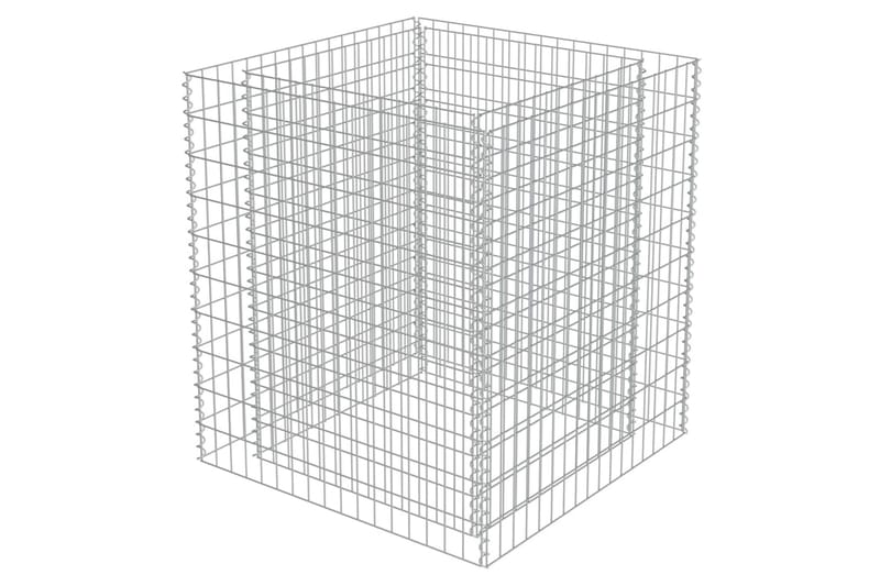 Planteringsgabion upphöjd galvaniserat stål 90x90x100 cm - Silver - Utemöbler - Övrigt utemöbler - Tillbehör - Staket & grindar