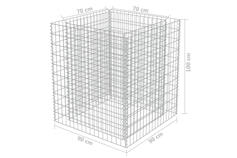 Planteringsgabion upphöjd galvaniserat stål 90x90x100 cm - Silver - Utemöbler - Övrigt utemöbler - Tillbehör - Staket & grindar