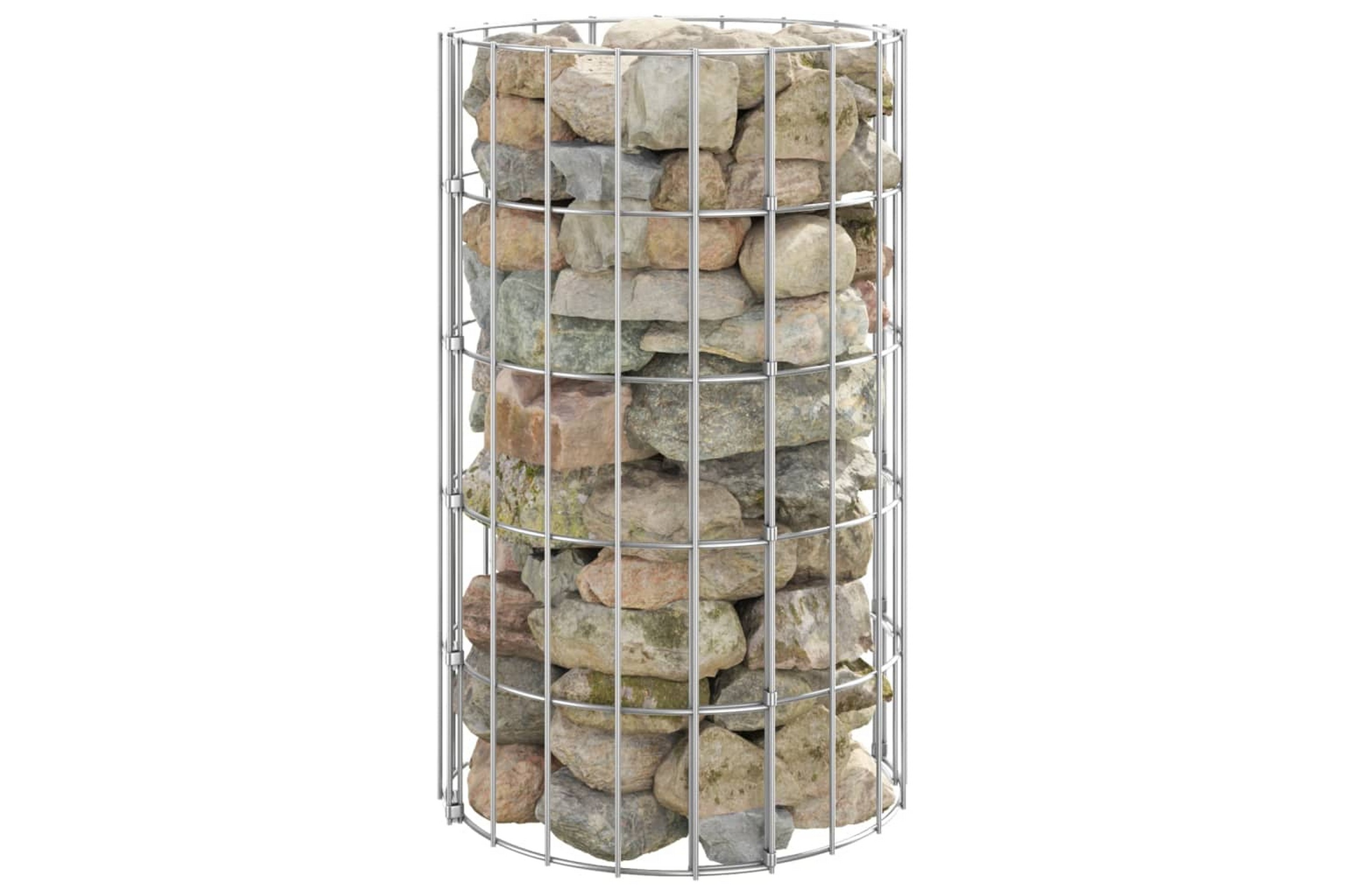 Planteringsgabion upphöjd rund galvaniserat stål 30×50 cm – Silver