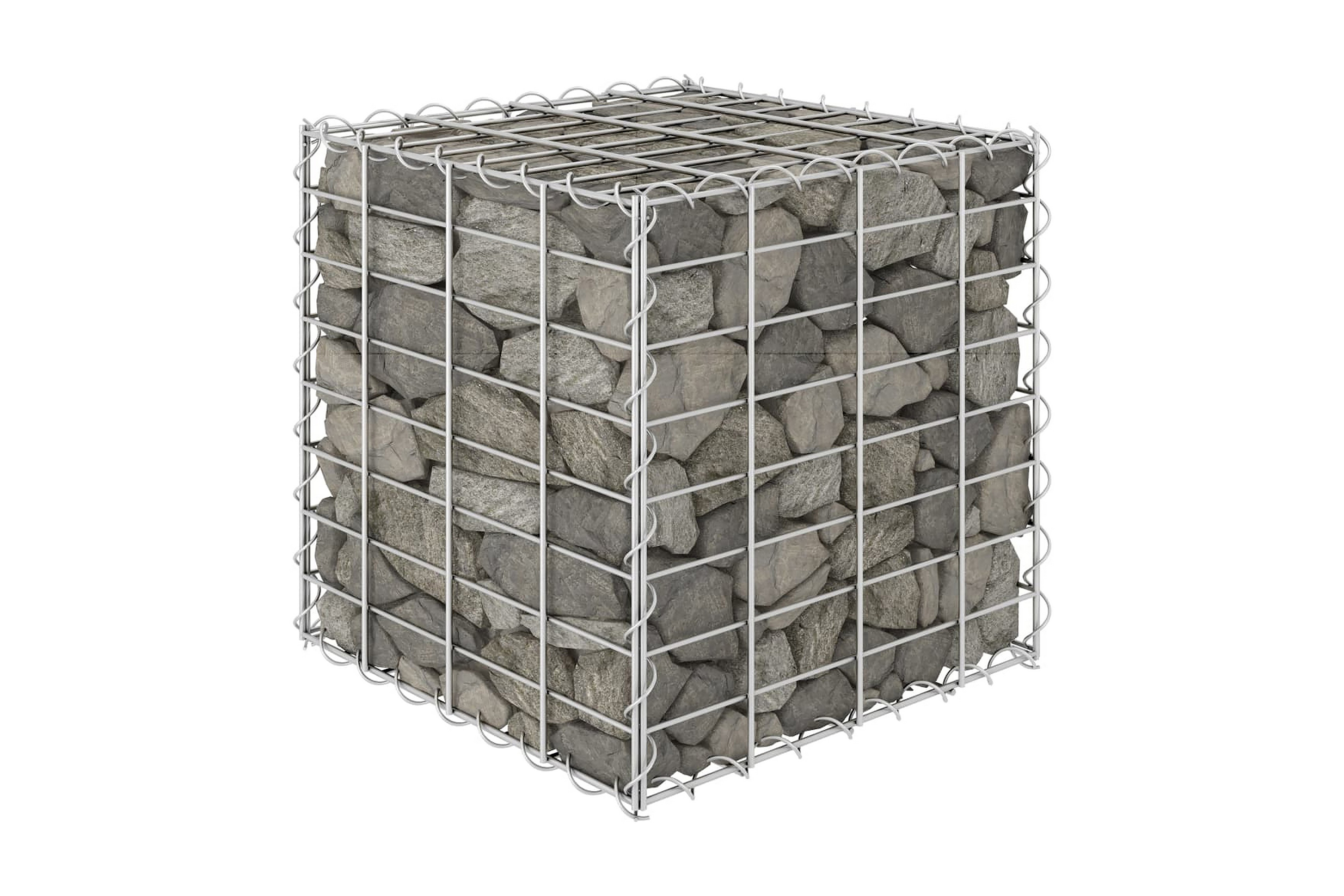 Planteringsgabion upphöjd stål 40x40x40 cm – Silver