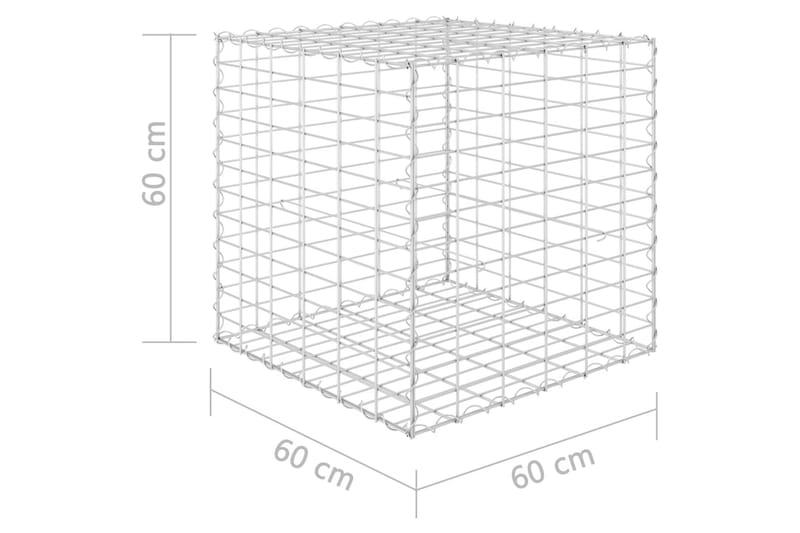 Planteringsgabion upphöjd stål 60x60x60 cm - Silver - Utemöbler - Övrigt utemöbler - Tillbehör - Staket & grindar