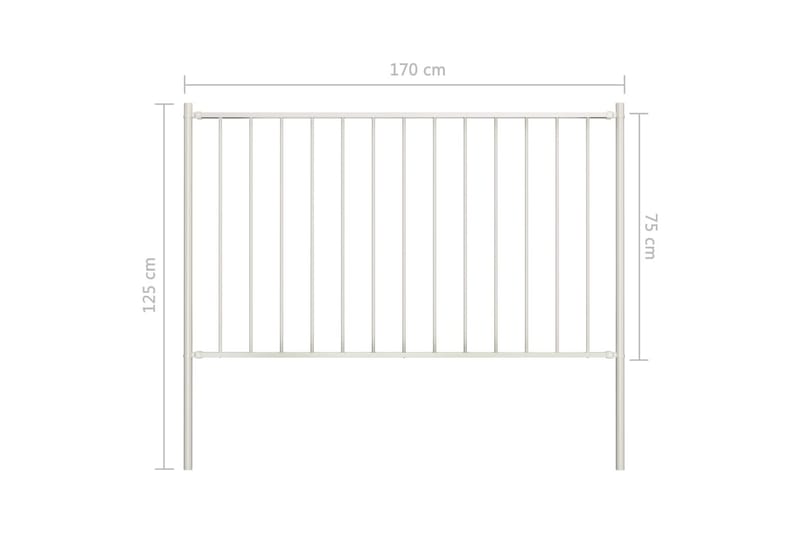 Staketpanel med stolpar pulverlackerat stål 1,7x0,75 m vit - Vit - Utemöbler - Övrigt utemöbler - Tillbehör - Staket & grindar