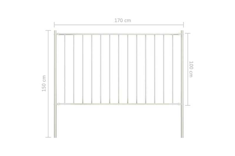 Staketpanel med stolpar pulverlackerat stål 1,7x1 m vit - Vit - Utemöbler - Övrigt utemöbler - Tillbehör - Staket & grindar