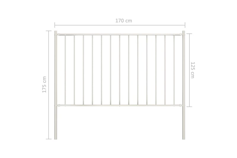 Staketpanel med stolpar pulverlackerat stål 1,7x1,25 m vit - Vit - Utemöbler - Övrigt utemöbler - Tillbehör - Staket & grindar