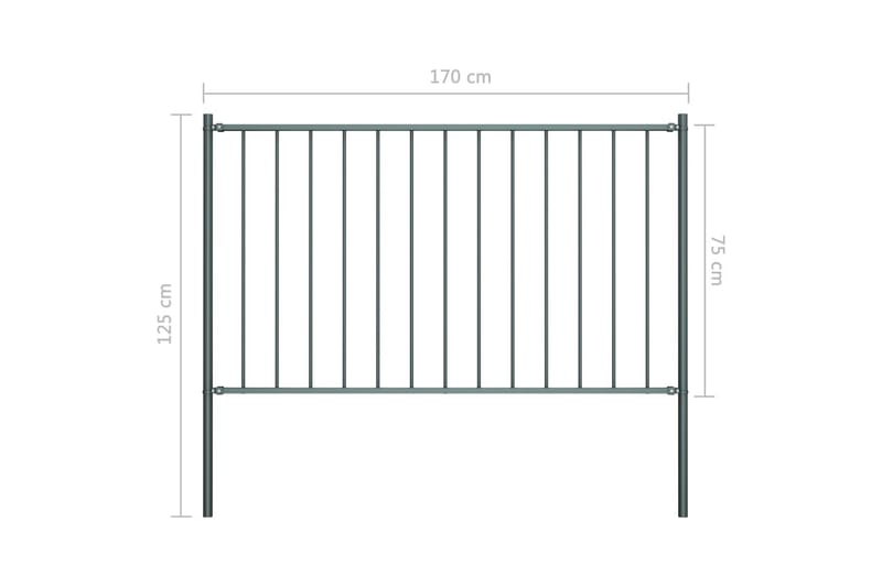 Staketpanel med stolpar pulverlackerat stål 1,7x0,75 m antra - Grå - Utemöbler - Övrigt utemöbler - Tillbehör - Staket & grindar