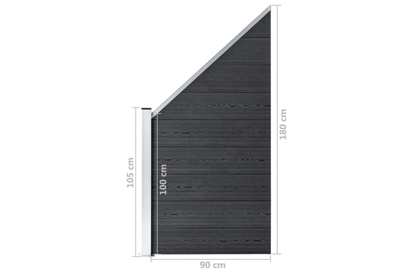 Staketpanel WPC 95x(105-180) cm grå - Grå - Utemöbler - Övrigt utemöbler - Tillbehör - Staket & grindar