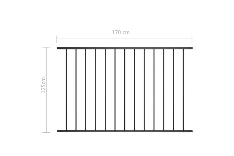 Staketpanel pulverlackerat stål 1,7x1,25 m svart - Svart - Utemöbler - Övrigt utemöbler - Tillbehör - Staket & grindar