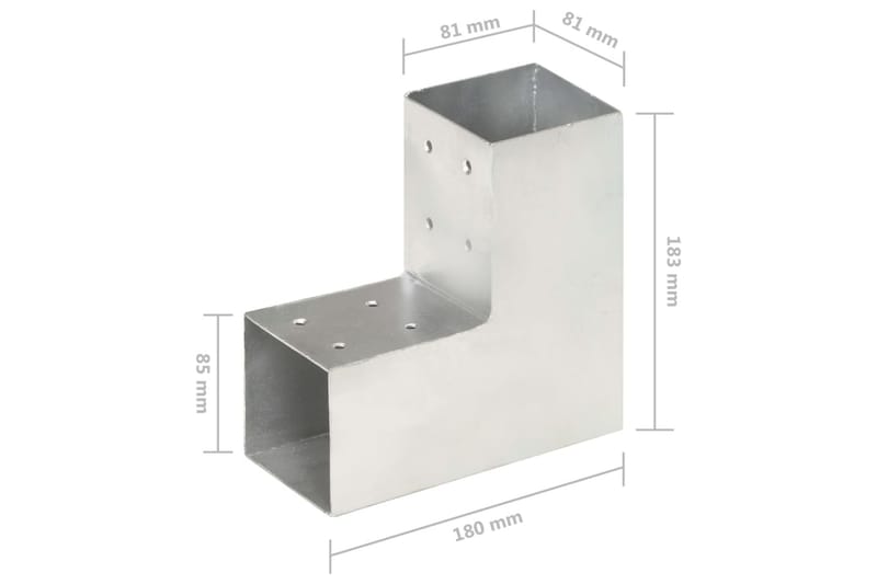 Stolpbeslag 4 st L-form galvaniserad metall 81x81 mm - Silver - Utemöbler - Övrigt utemöbler - Tillbehör - Staket & grindar