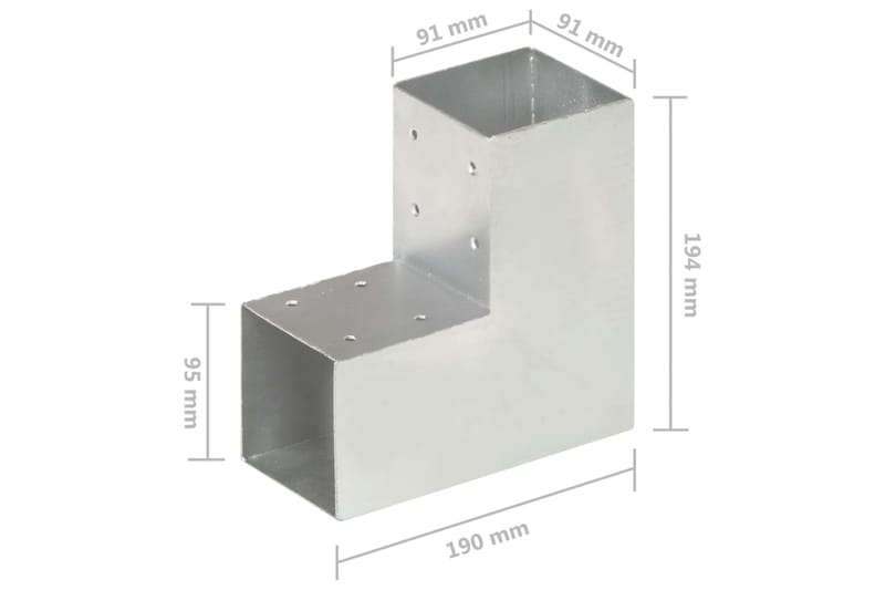 Stolpbeslag 4 st L-form galvaniserad metall 91x91 mm - Silver - Utemöbler - Övrigt utemöbler - Tillbehör - Staket & grindar