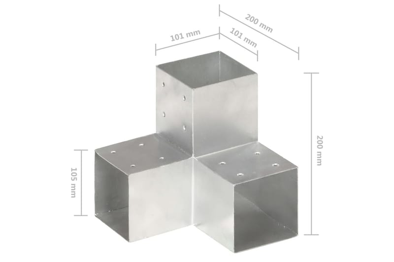 Stolpbeslag 4 st Y-form galvaniserad metall 101x101 mm - Silver - Utemöbler - Övrigt utemöbler - Tillbehör - Staket & grindar