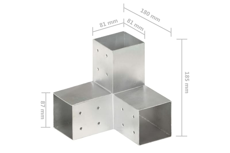 Stolpbeslag 4 st Y-form galvaniserad metall 81x81 mm - Silver - Utemöbler - Övrigt utemöbler - Tillbehör - Staket & grindar