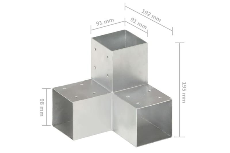 Stolpbeslag 4 st Y-form galvaniserad metall 91x91 mm - Silver - Utemöbler - Övrigt utemöbler - Tillbehör - Staket & grindar