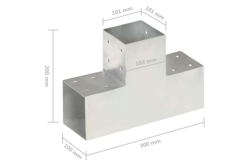 Stolpbeslag T-form galvaniserad metall 101x101 mm - Silver - Utemöbler - Övrigt utemöbler - Tillbehör - Staket & grindar