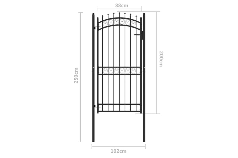 Trädgårdsgrind med spjut stål 100x200 cm svart - Svart - Utemöbler - Övrigt utemöbler - Tillbehör - Staket & grindar