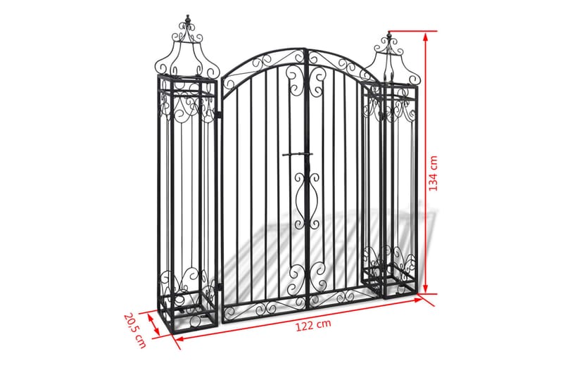 Trädgårdsgrind smidesjärn 122x20,5x134 cm - Svart - Utemöbler - Övrigt utemöbler - Tillbehör - Staket & grindar