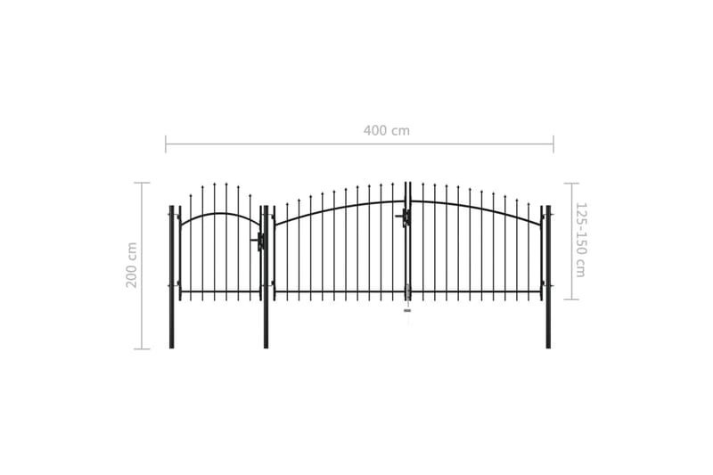 Trädgårdsgrind stål 2x4 cm svart - Svart - Utemöbler - Övrigt utemöbler - Tillbehör - Staket & grindar