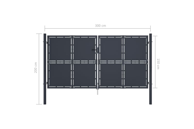 Trädgårdsgrind stål 300x150 cm antracit - Grå - Utemöbler - Övrigt utemöbler - Tillbehör - Staket & grindar