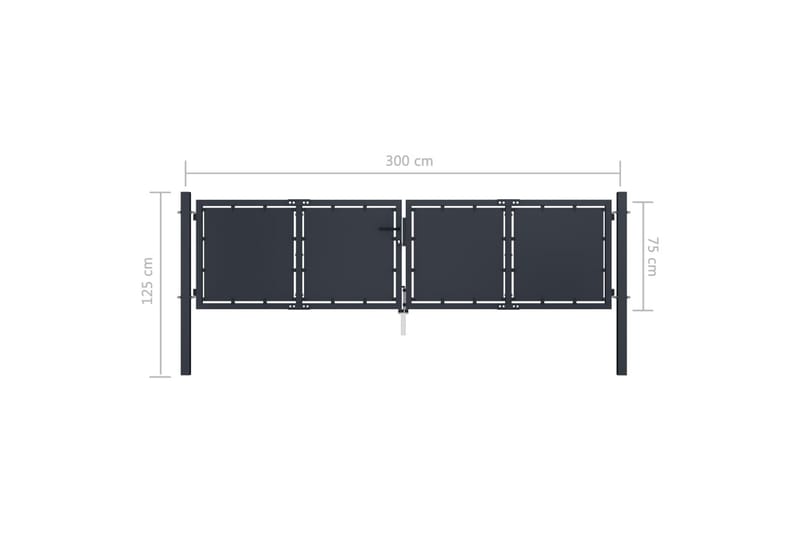 Trädgårdsgrind stål 300x75 cm antracit - Grå - Utemöbler - Övrigt utemöbler - Tillbehör - Staket & grindar