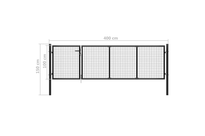 Trädgårdsgrind stål 350x100 cm antracit - Antracit - Utemöbler - Övrigt utemöbler - Tillbehör - Staket & grindar