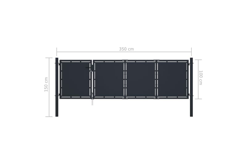 Trädgårdsgrind stål 350x100 cm antracit - Grå - Utemöbler - Övrigt utemöbler - Tillbehör - Staket & grindar