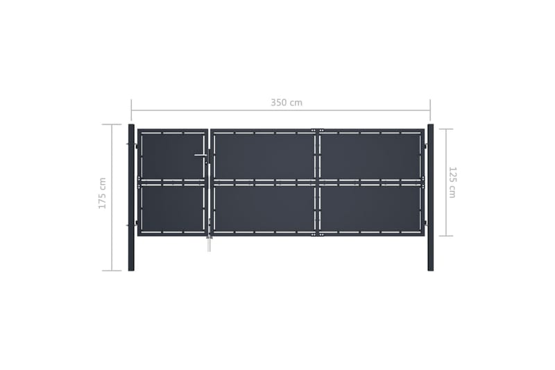 Trädgårdsgrind stål 350x125 cm antracit - Grå - Utemöbler - Övrigt utemöbler - Tillbehör - Staket & grindar