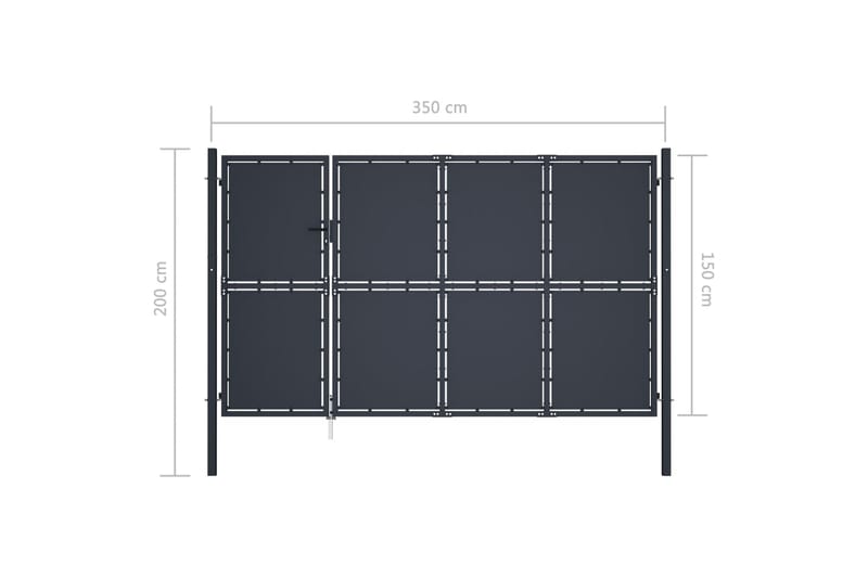 Trädgårdsgrind stål 350x150 cm antracit - Grå - Utemöbler - Övrigt utemöbler - Tillbehör - Staket & grindar