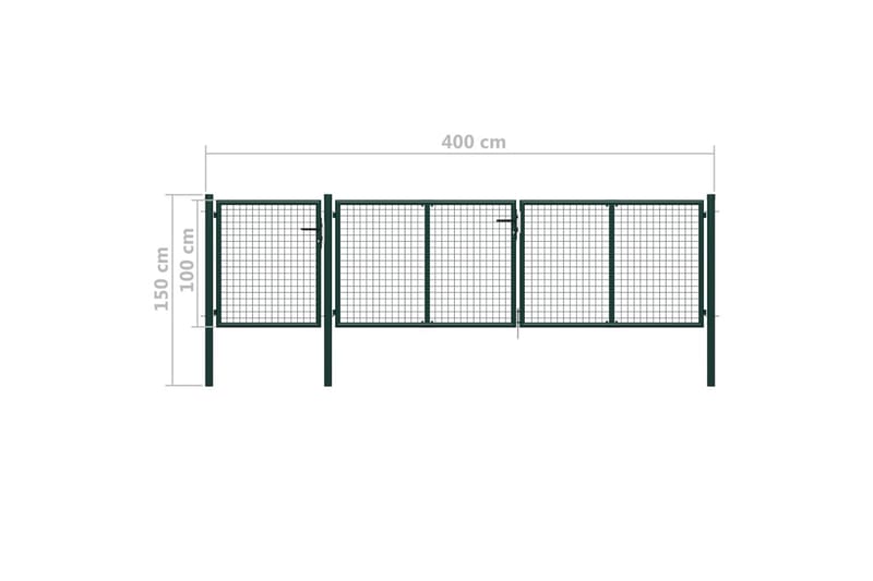 Trädgårdsgrind stål 400x100 cm grön - Grön - Utemöbler - Övrigt utemöbler - Tillbehör - Staket & grindar