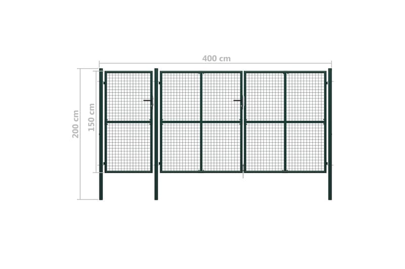 Trädgårdsgrind stål 400x150 cm grön - Grön - Utemöbler - Övrigt utemöbler - Tillbehör - Staket & grindar