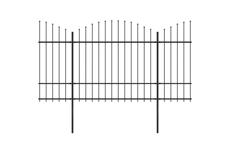 Trädgårdsstaket med spjuttopp stål (1,5-1,75)x15,3 m svart - Svart - Staket & grindar