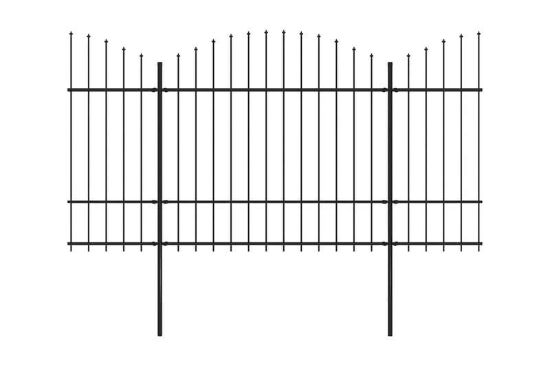 Trädgårdsstaket med spjuttopp stål (1,5-1,75)x3,4 m svart - Svart - Staket & grindar