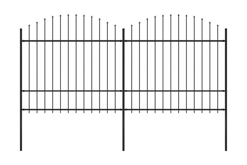 Trädgårdsstaket med spjuttopp stål (1,5-1,75)x3,4 m svart - Svart - Staket & grindar