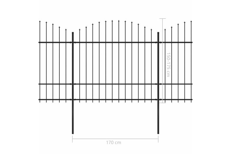 Trädgårdsstaket med spjuttopp stål (1,5-1,75)x3,4 m svart - Svart - Staket & grindar