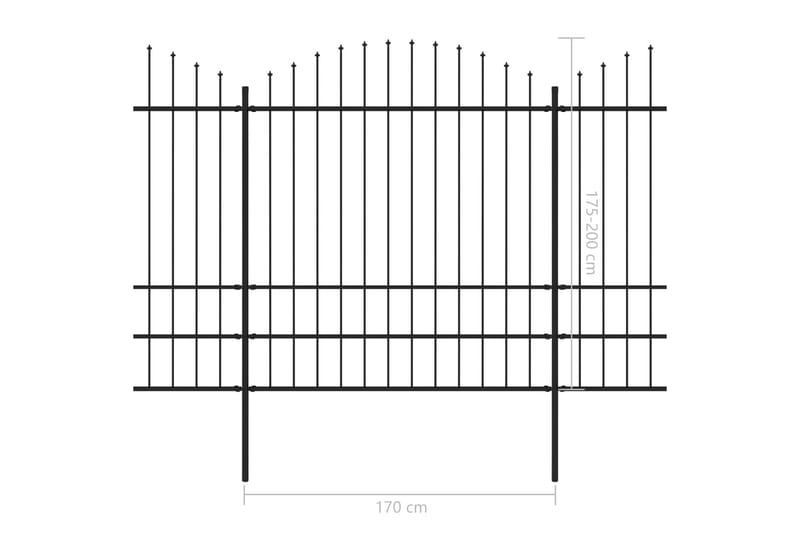 Trädgårdsstaket med spjuttopp stål (1,75-2)x3,4 m svart - Svart - Utemöbler - Övrigt utemöbler - Tillbehör - Staket & grindar