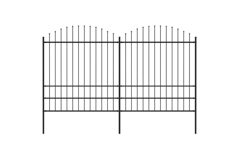 Trädgårdsstaket med spjuttopp stål (1,75-2)x3,4 m svart - Svart - Utemöbler - Övrigt utemöbler - Tillbehör - Staket & grindar