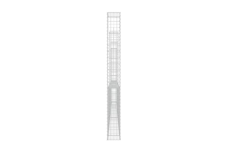 U-formad gabionkorg med 4 stolpar järn 380x20x200 cm - Silver - Utemöbler - Övrigt utemöbler - Tillbehör - Staket & grindar