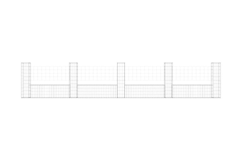 U-formad gabionkorg med 5 stolpar järn 500x20x100 cm - Silver - Utemöbler - Övrigt utemöbler - Tillbehör - Staket & grindar