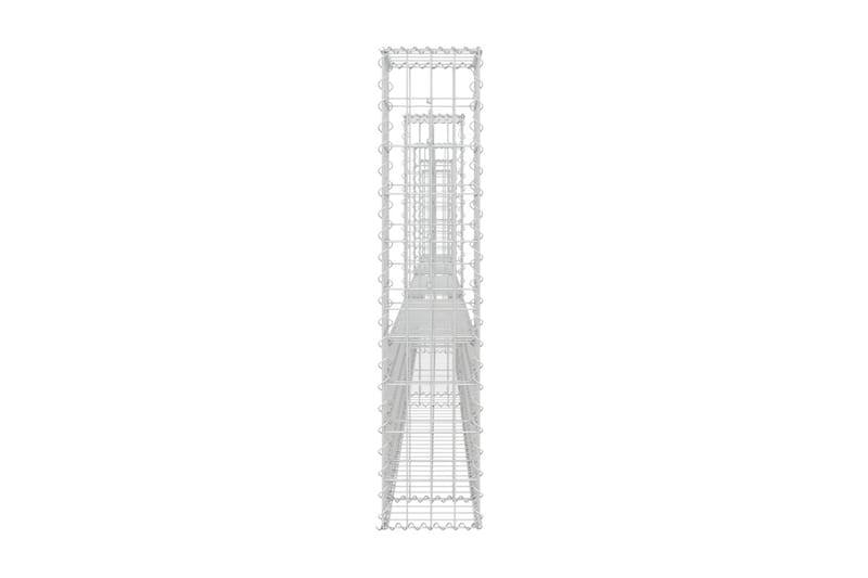 U-formad gabionkorg med 5 stolpar järn 500x20x100 cm - Silver - Utemöbler - Övrigt utemöbler - Tillbehör - Staket & grindar