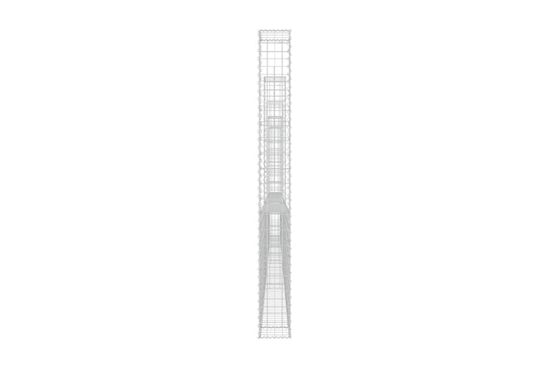 U-formad gabionkorg med 5 stolpar järn 500x20x200 cm - Silver - Utemöbler - Övrigt utemöbler - Tillbehör - Staket & grindar